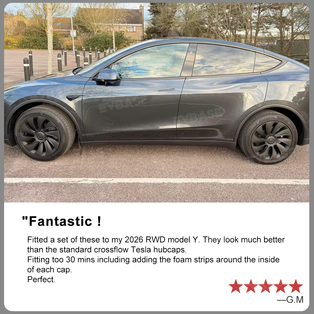 Model Y Juniper 19 inch Wheel Covers Überturbine Style Matte Hubcaps for Tesla Crossflow Wheels