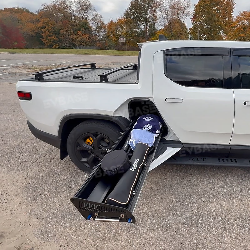 R1T Gear Tunnel Slide Tray Cargo Slide Out Shelf Drawer for Rivian Off-Road/Overland Adventures