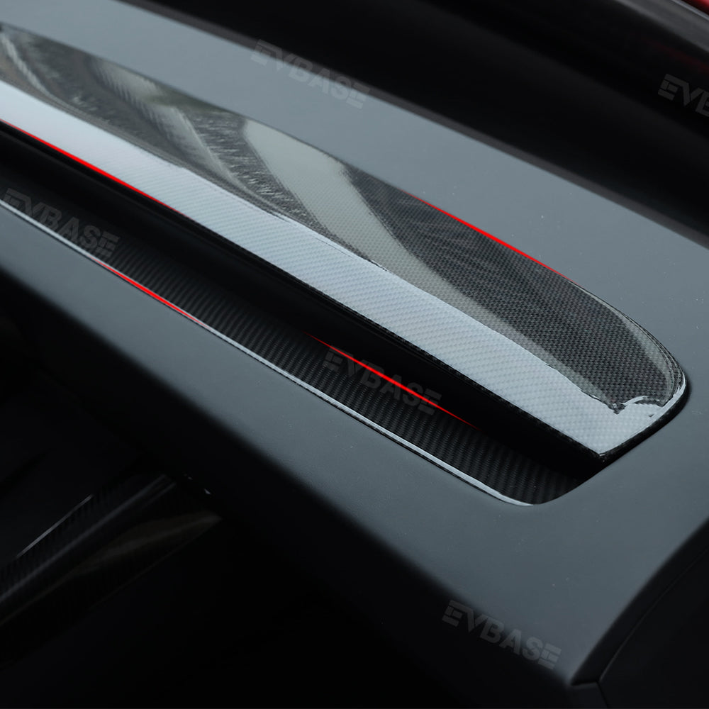 EVBASE Real Carbon Fiber Tesla Dashboard Front Door Cover Trim para el modelo 3 Y