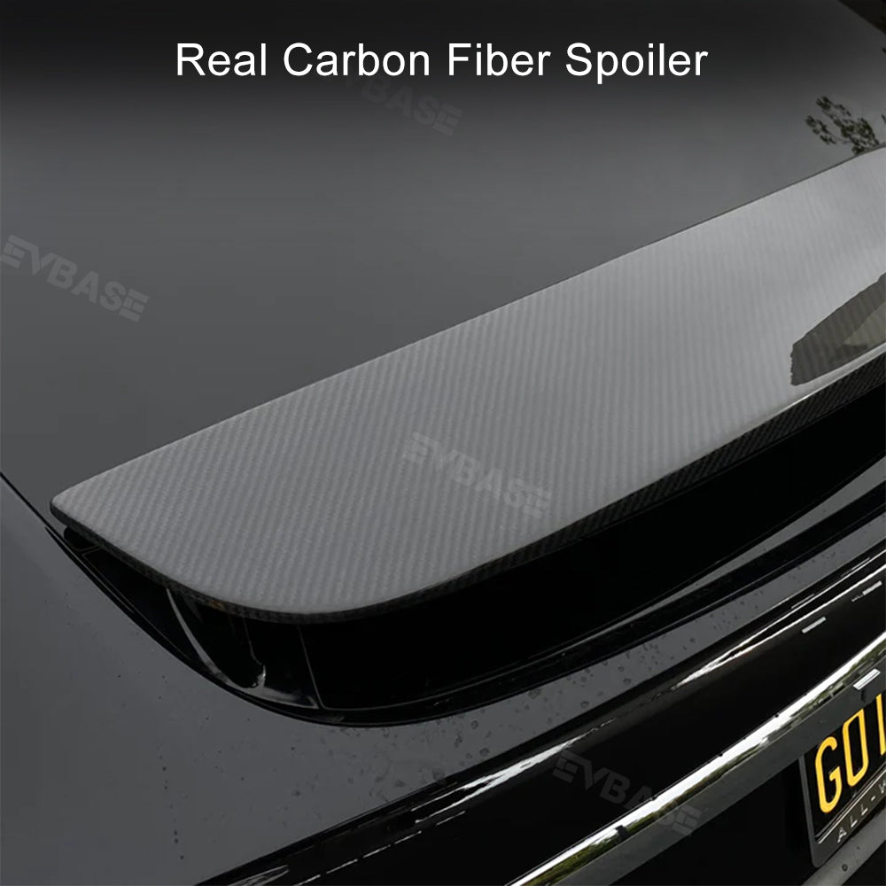 Model X Spoiler Wing Overlay Real Carbon Fiber Wrap Cover Rear Lip Spoiler Trunk Lid for Tesla