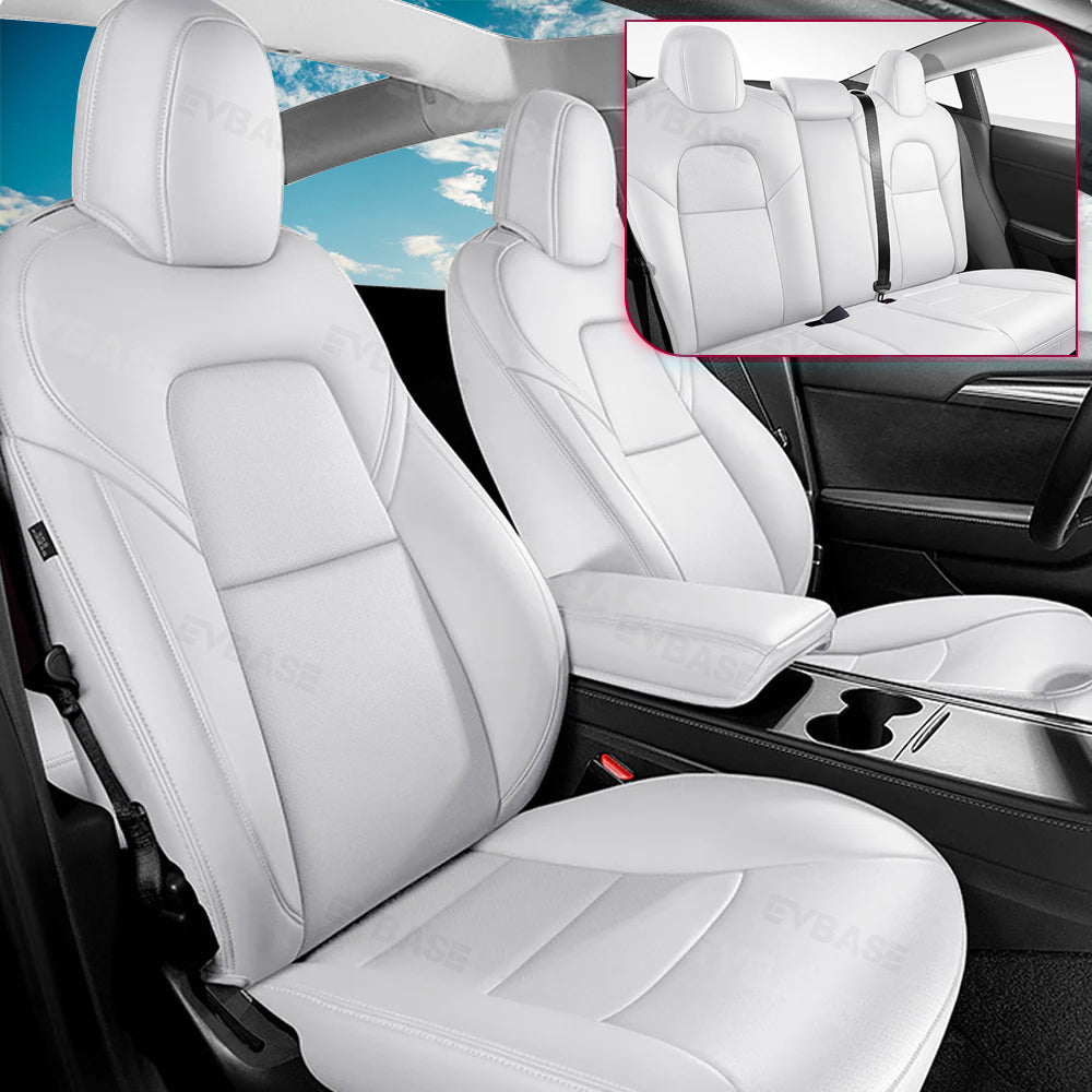 EVBASE Custom Seat Covers NAPPA Leather Seat Protector Interior Accessories For Tesla Model 3