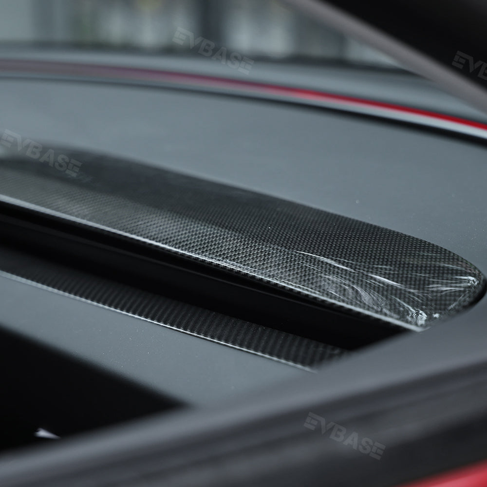 EVBASE Real Carbon Fiber Tesla Dashboard Front Door Cover Trim para el modelo 3 Y
