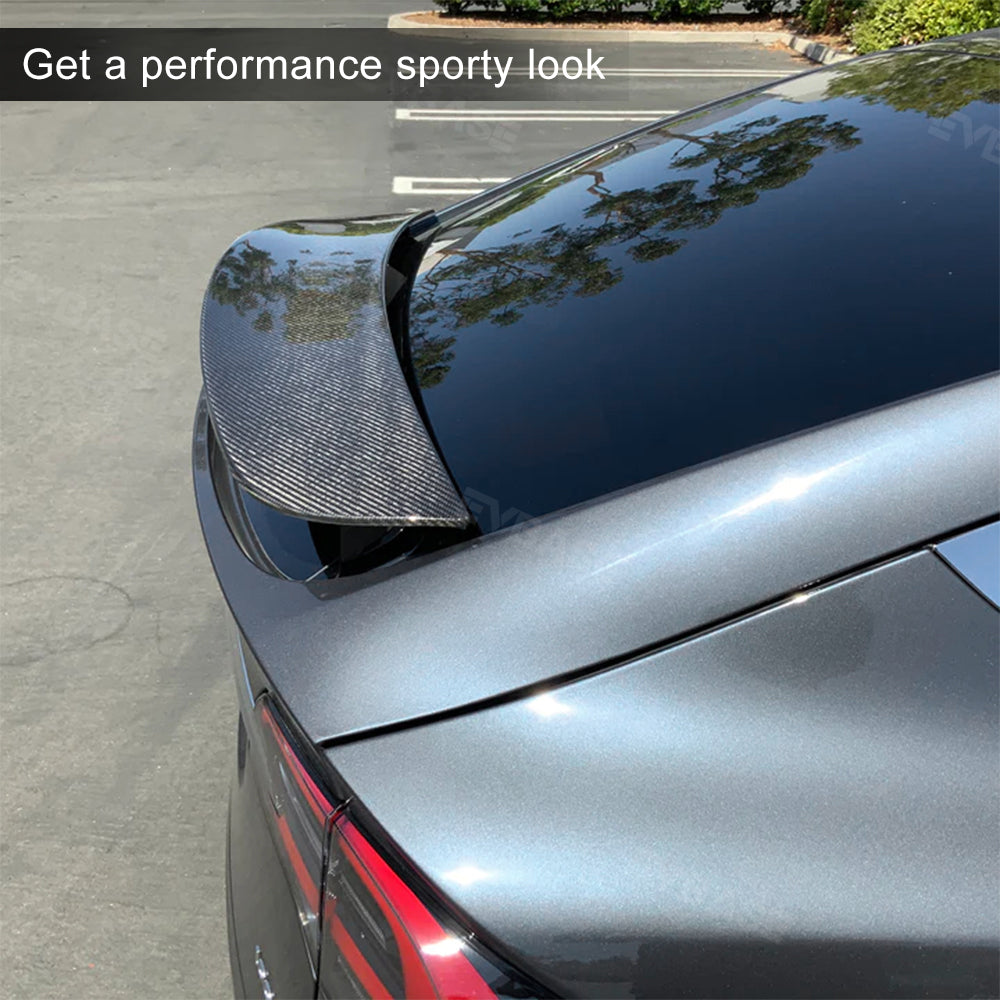 Model X Spoiler Wing Overlay Real Carbon Fiber Wrap Cover Rear Lip Spoiler Trunk Lid for Tesla