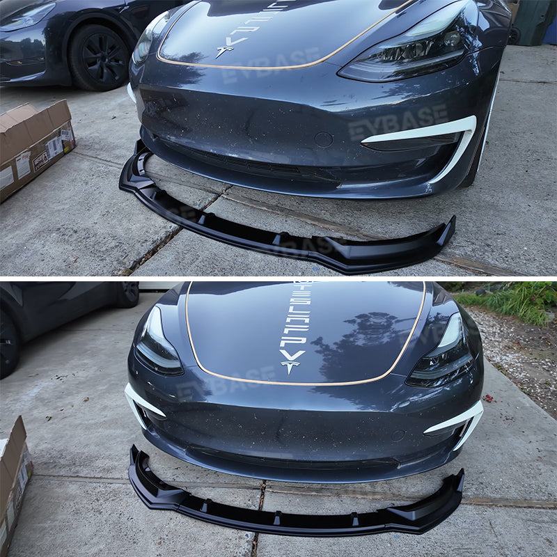 Tesla Model Y 3 Front Bumper Lip Splitter ABS Sport Body Kits Spoiler Front Fascia Style 3