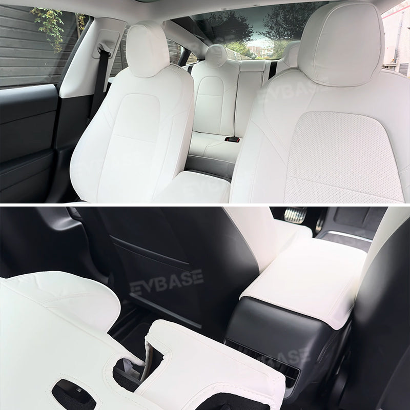 EVBASE Custom Seat Covers NAPPA Leather Seat Protector Interior Accessories For Tesla Model 3