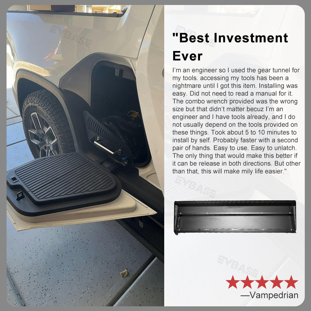 R1T Gear Tunnel Slide Tray Cargo Slide Out Shelf Drawer for Rivian Off-Road/Overland Adventures
