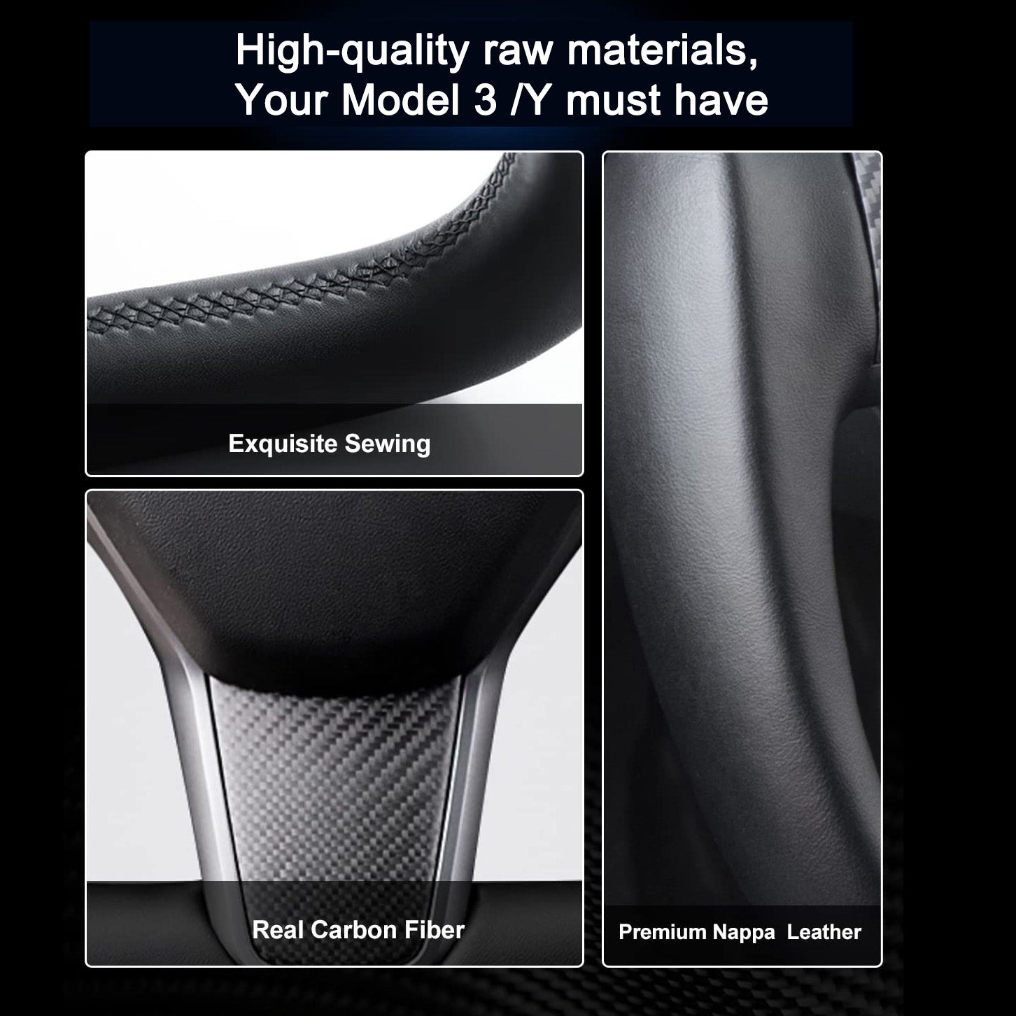 Model 3 Model Y Yoke steering wheel Nappa black for Tesla