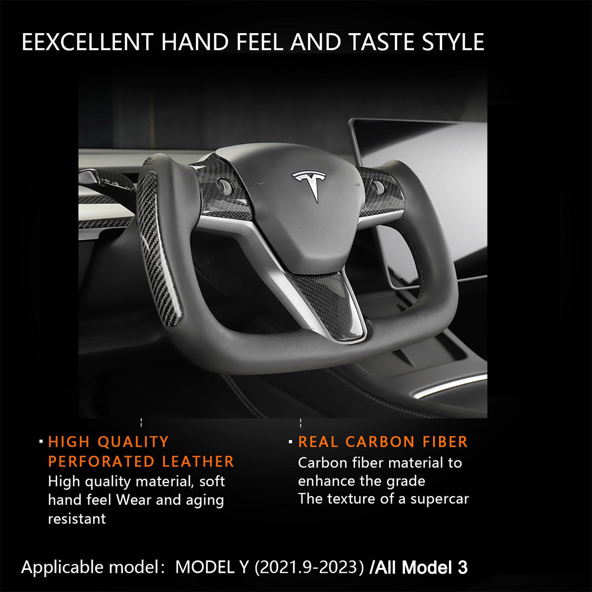Model 3 Model Y Yoke steering wheel Nappa black for Tesla