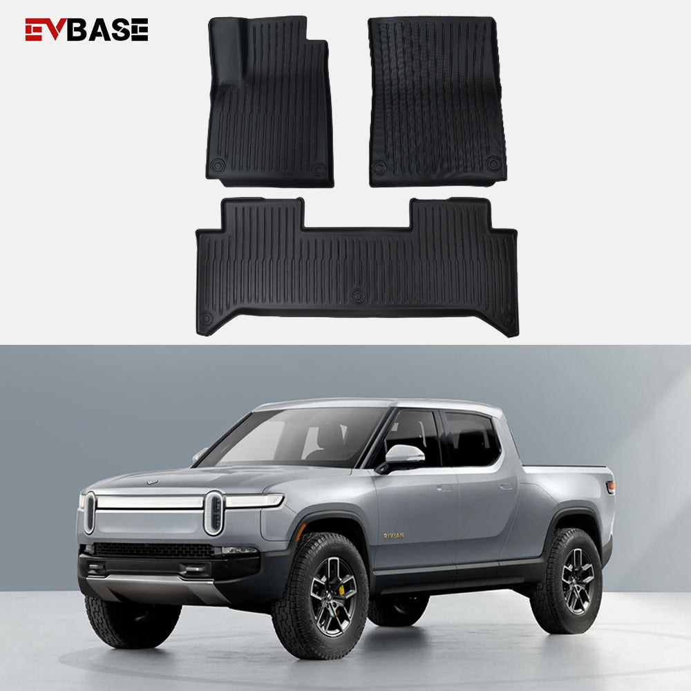 Tappetini Rivian R1T TPE Protezione per tutte le intemperie Accessori Rivian R1T Nero