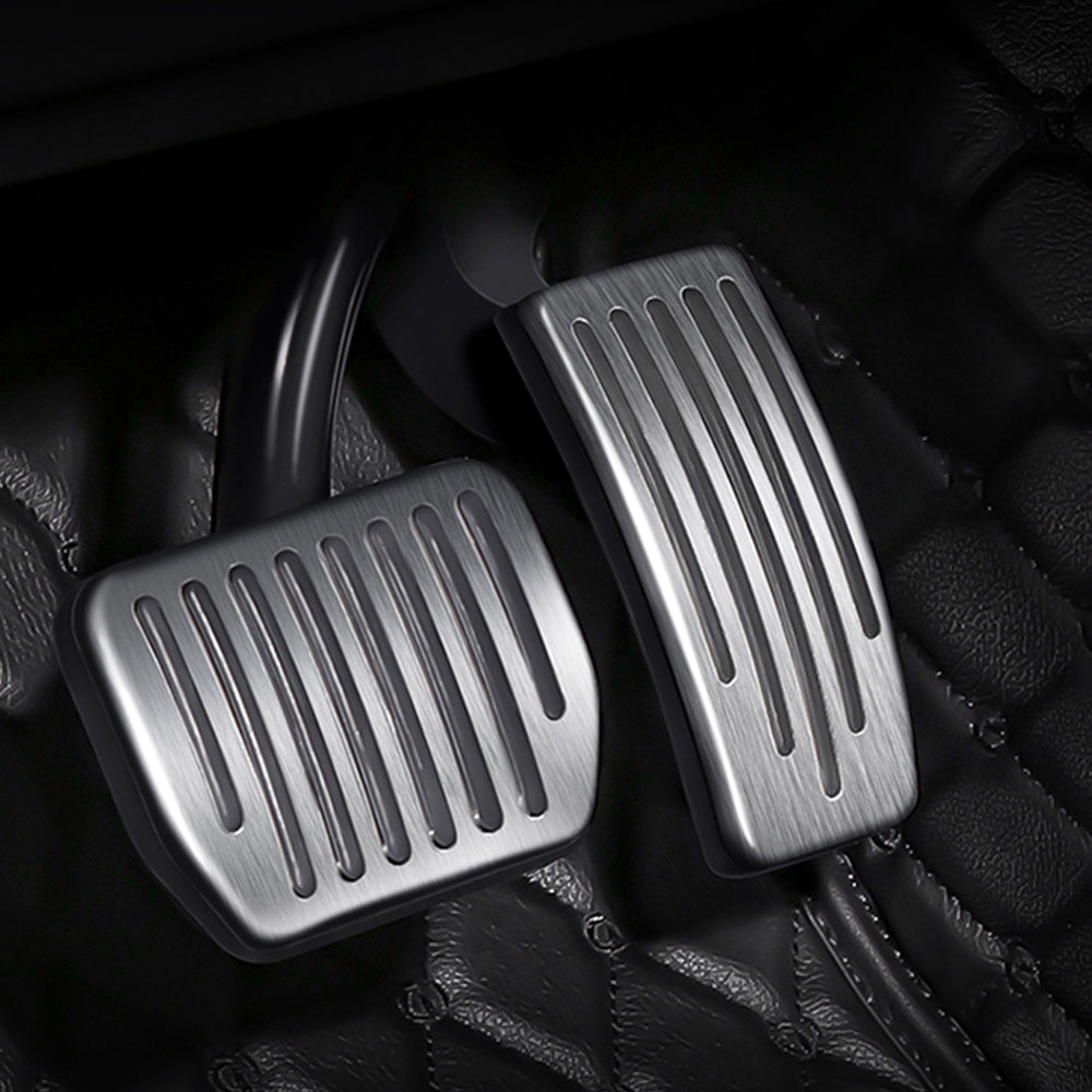 tesla brake pedal EVBASE Tesla Model 3 Y Non-Slip Foot Pedals Pads Silver Brake Pedal Covers Tesla Accessories