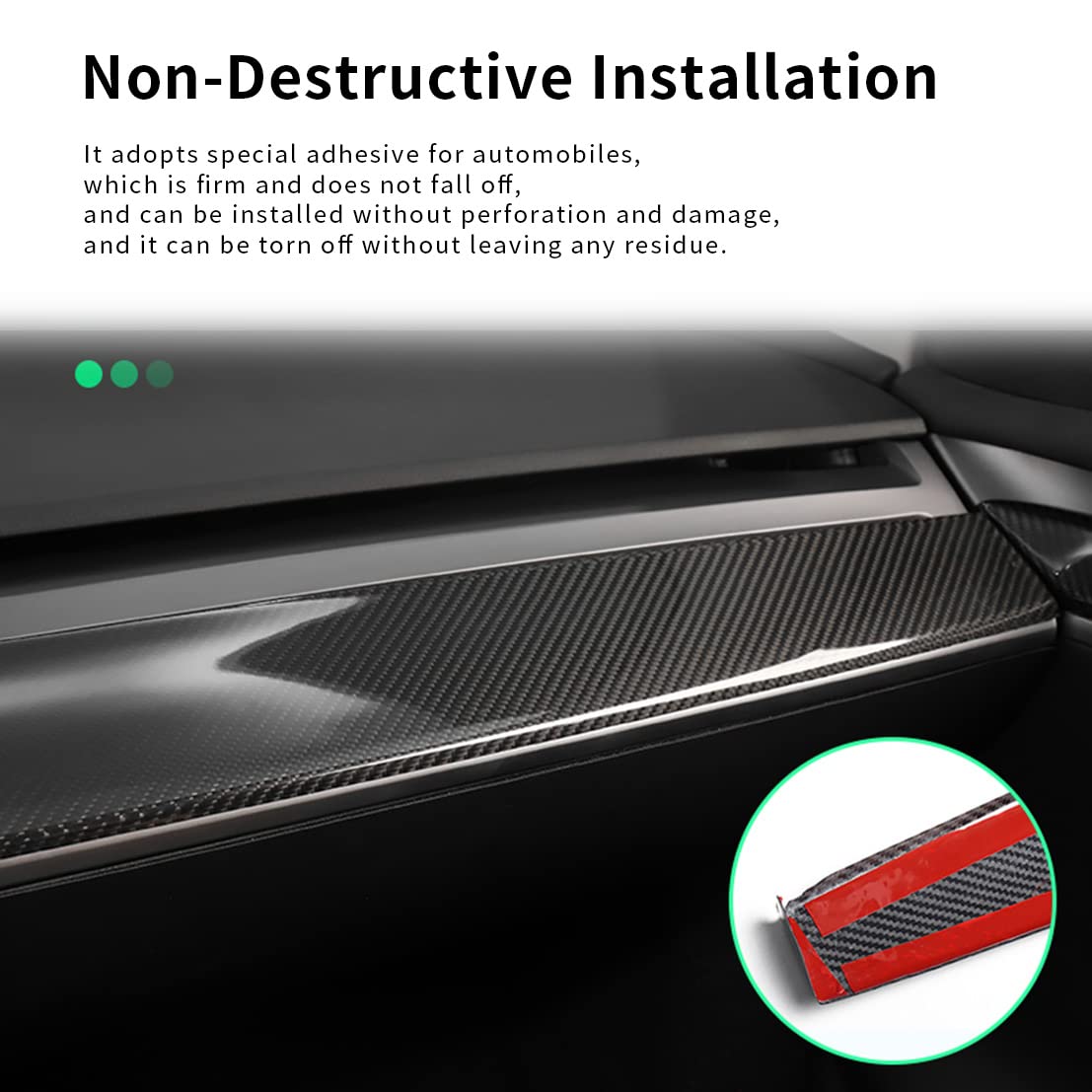 EVBASE Real Carbon Fiber Tesla Dashboard Front Door Cover Trim para el modelo 3 Y