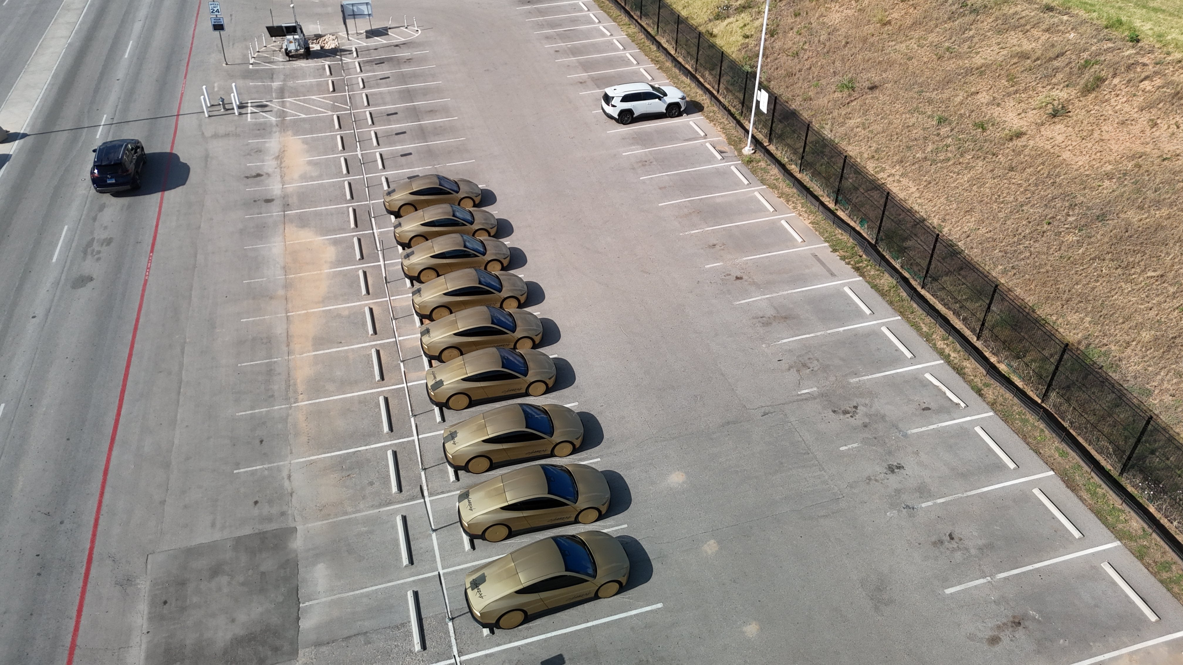 Giga Texas Flyover Shows Nine Cybercabs Preparing for Austin Testing
