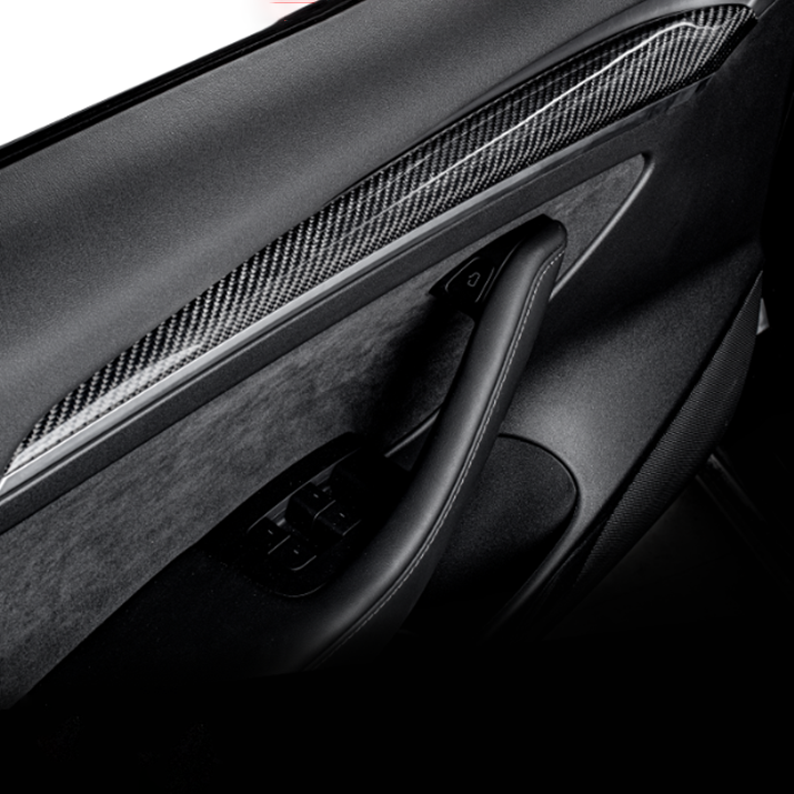 Model 3 Y Front Door Trim Cover for Tesla Real Carbon Fiber Glossy Interior Accessories
