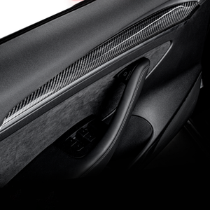 Model 3 Y Front Door Trim Cover Tesla Real Carbon Fiber Glossy Interior Accessories EVBASE