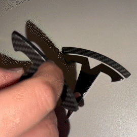 EVBASE Model 3 Y Steering Wheel Front Trunk Rear Trunk Logo Real Carbon Fiber Cover Sticker Matte