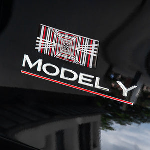 Copertina del logo dell'auto sportiva Tesla PLAID per il modello 3 Y X S