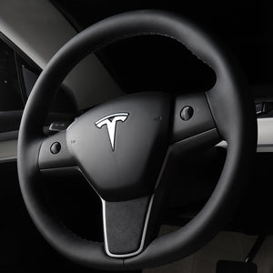 Customized Tesla Model 3 Y Steering Wheel Middle frame Cover Alcantara Suede Cover