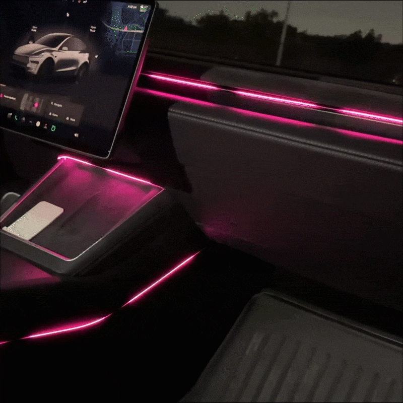 Model 3/Y Ambient Lighting Center Console Dashboard Light Strip with AI Voice Control LED Interior Lights 2.0