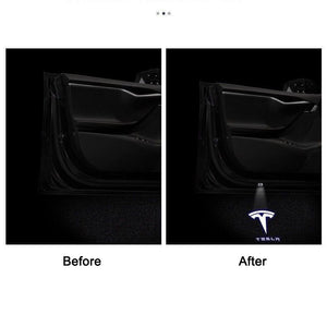 Tesla Model 3 Y Puddle Lights Projector Door Step Light Accessories Interior Lights T Logo with Letters