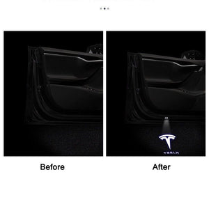 Tesla Model 3 Y S X Puddle Lights Projector Door Step Light Accessories Interior Lights T Logo with Letters