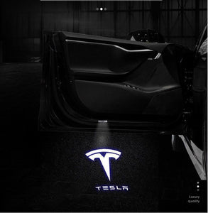 Tesla Model 3 Y Puddle Lights Projector Door Step Light Accessories Interior Lights T Logo with Letters