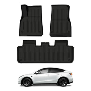 Tesla Model 3 Y Floor Mats 3D TPE Anti-Slip Waterproof All Weather Tesla Floor Mat EVBASE