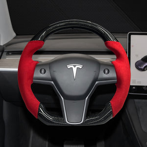 EVBASE Customized Model 3 Y Carbon Fiber Steering Wheel Tesla Accessrioes
