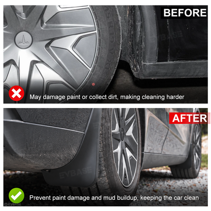 Model Y L Mud Flaps No-Drill Front & Rear Fender Splash Guards TPE All-Weather Protection