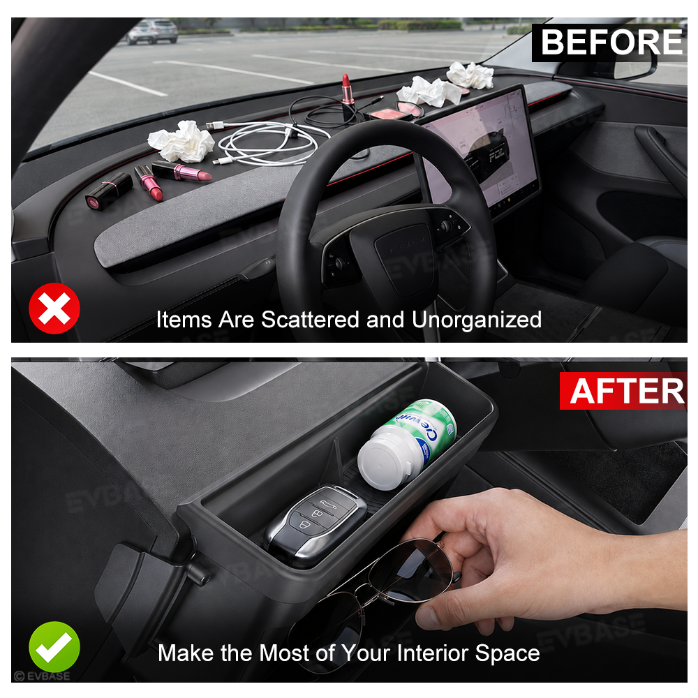 Model Y/ Y Juniper Dashboard Organizer Multifunctional Storage Box Sunglasses Phone Holder Glove Box Organized Accessories