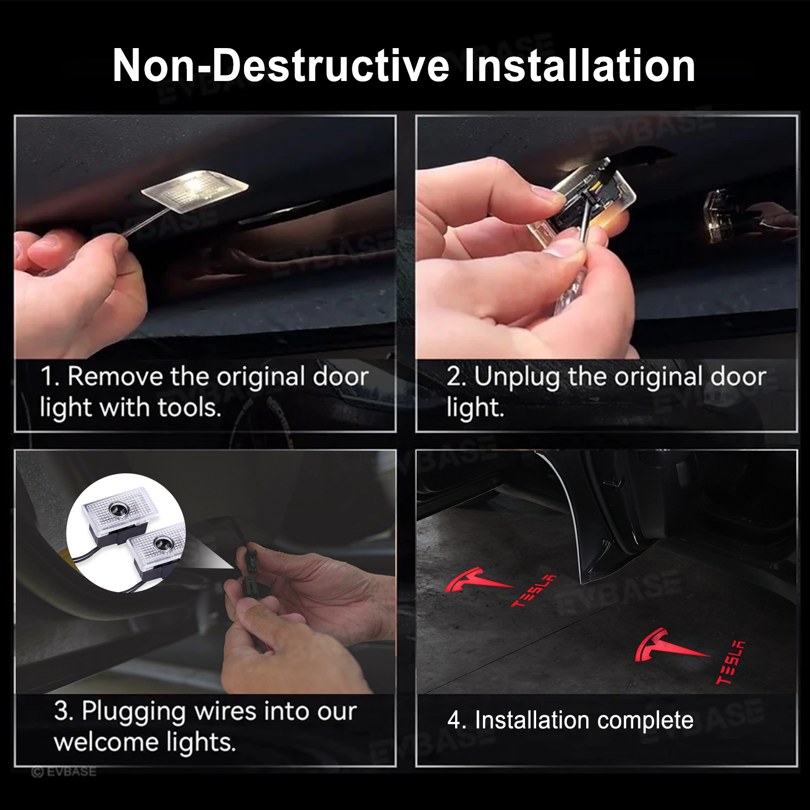 Model Y Juniper/ 3 Highland Puddle Lights Multi-Color T Logo Door Projection Lights with Factory Screen Control