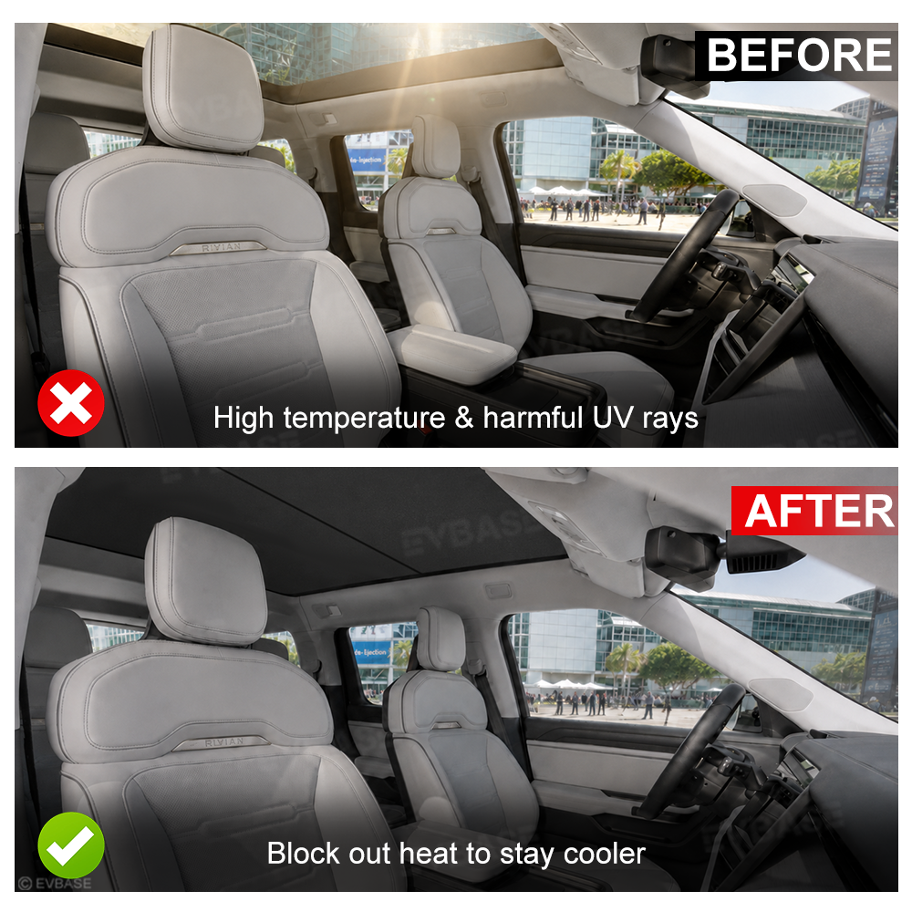 Glass Roof Sunshade for Rivian R2 Ice Crystal Sunroof Shade Foldable Heat Reflective Sun Visor