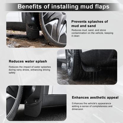 Model Y L Mud Flaps Front & Rear No-Drilling Splash Guards All-Weather Protection