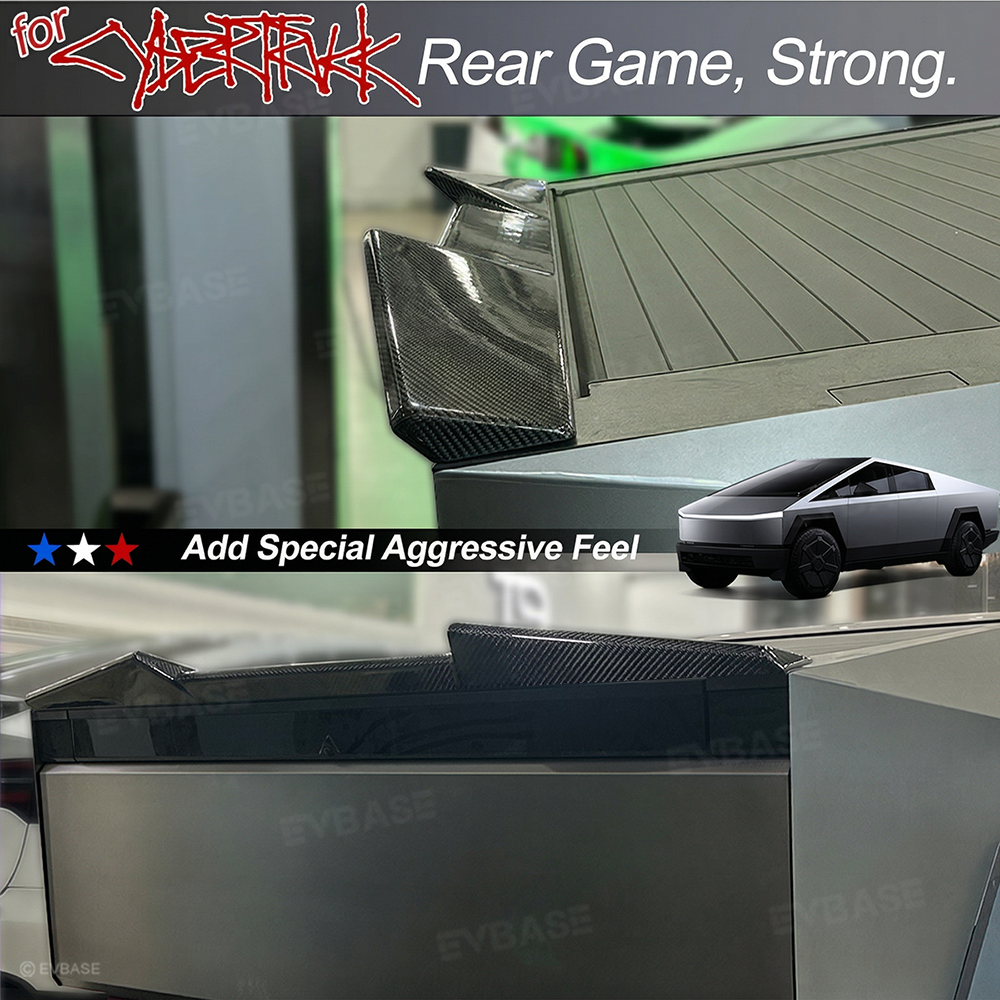 Cybertruck Rear Spoiler Real Dry Molded Carbon Fiber Tailgate Lip Spoiler Aerodynamic Upgrade