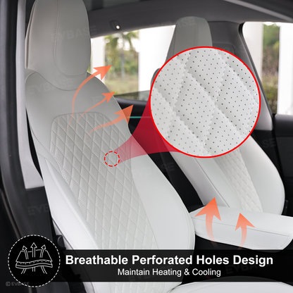 Model Y Juniper Seat Covers Waterproof Breathable NAPPA Leather Seat Protector with Diamond Quilted Design