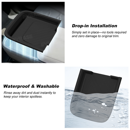 Center Console Wireless Charging Pad Liner for Rivian R2 Silicone Non-Slip Waterproof Protective Mat Phone Charging Area Liner