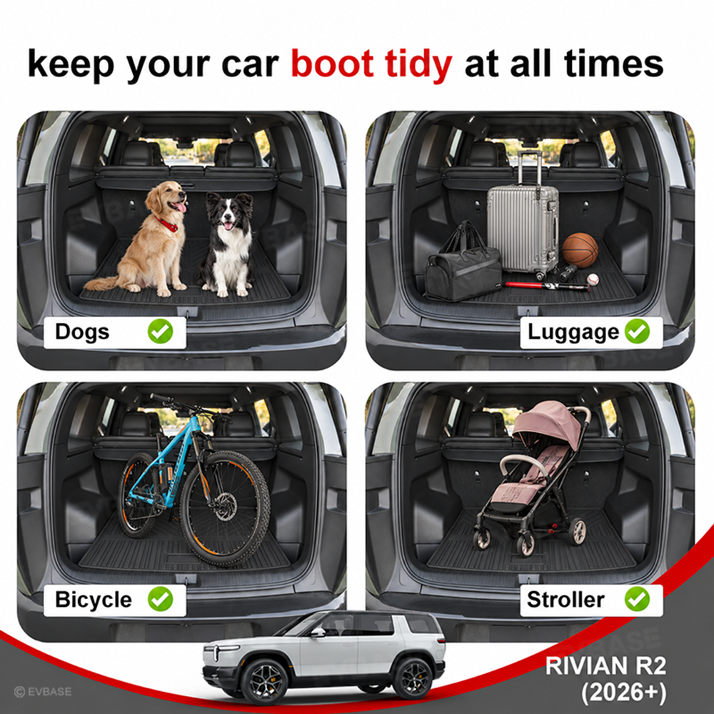 All Weather Floor Liners & Cargo Liners Frunk Mat &Trunk Mat &Rear Seat Back Protector Set for Rivian R2 Waterproof Non-Slip Protection Covers