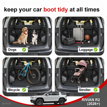 All Weather Floor Liners & Cargo Liners Frunk Mat &Trunk Mat &Rear Seat Back Protector Set for Rivian R2 Waterproof Non-Slip Protection Covers