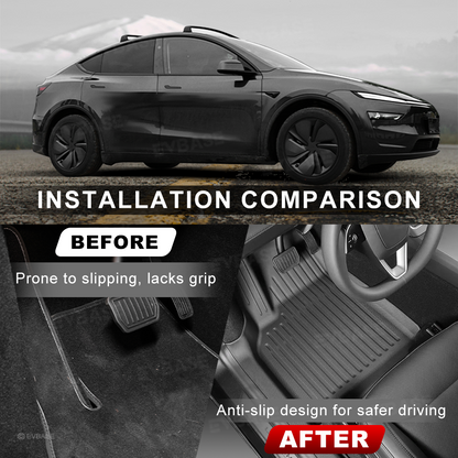 Model Y Juniper Full Coverage Floor Mats with Door Sill Protection TPE Anti-Slip Trunk Mats Cargo Liners Back Seat Covers All Weather Protection
