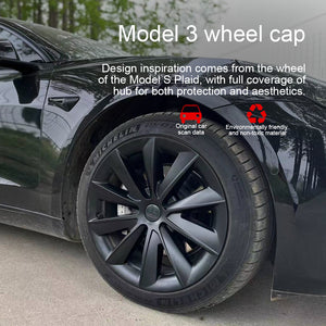 EVBASE Tesla Model 3 Wheel Cover Hubcaps 18 Inch Aero Wheel Covers Replacement 4PCS Matte Black (2017-2023 Year)