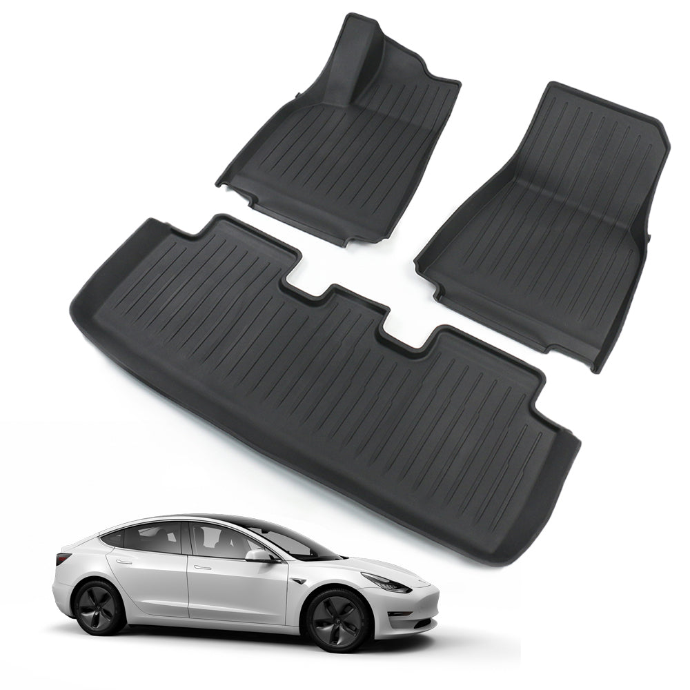 Tesla Model 3 Y Floor Mats 3D TPE Anti-Slip Waterproof All Weather Tes -  EVBASE-Premium EV&Tesla Accessories