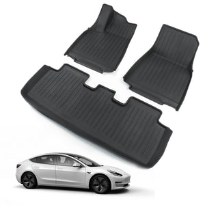 Tesla Model 3 Y Floor Mats 3D TPE Anti-Slip Waterproof All Weather Tesla Floor Mat EVBASE