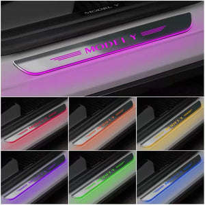 EVBASE Tesla Model 3 Y X S Door Sill Protector with LED Light 4 Pcs