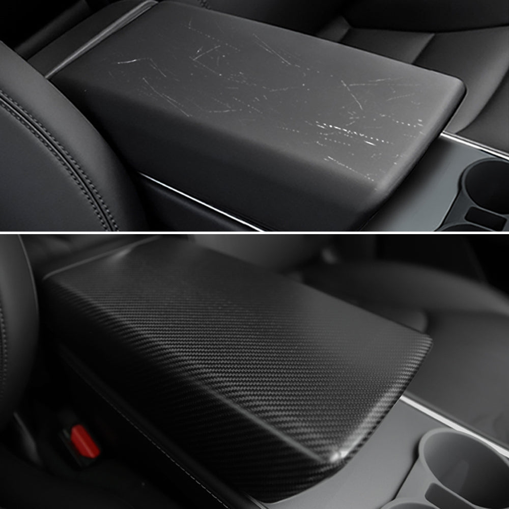 Model Y 3 Carbon Fiber Interior Accessories Central Control Armrest Box Cover for Tesla