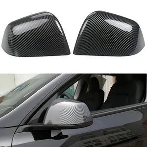 Tesla Model 3 Y Rearview Mirror Cover ABS Plastic Carbon Fiber Cover