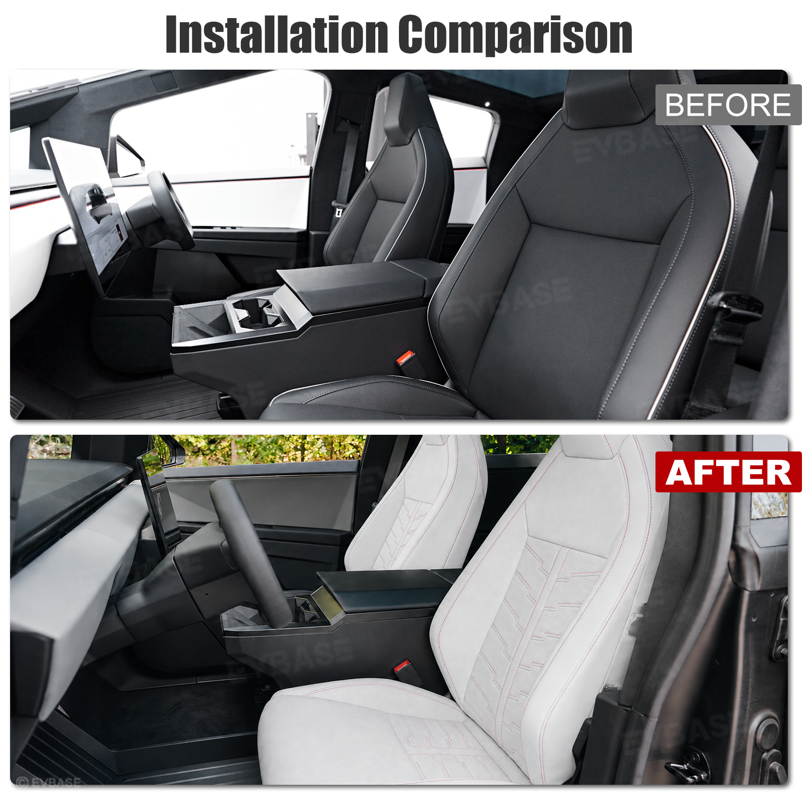 Cybertruck Seat Covers Futuristic Armor-Style Seat Protector Premium NAPPA Leather Interior Upgrade