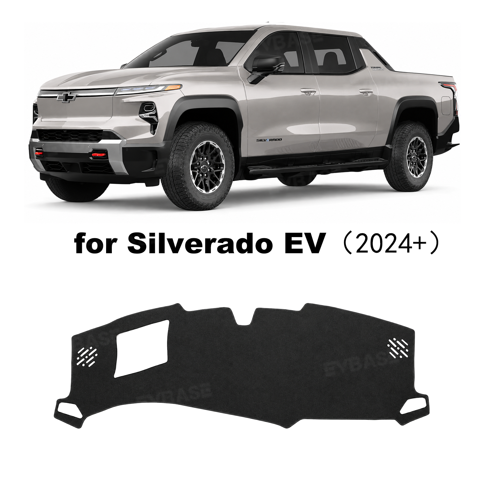 Dash Cover for Silverado EV Suede Dashboard Mat Non-Slip Carpet Sunshield Glare UV Rays Protector