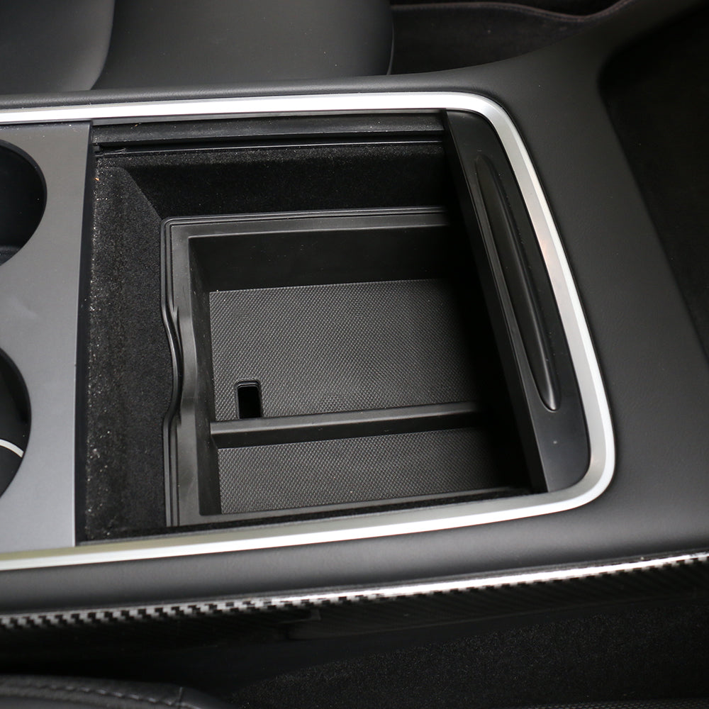 Upgraded Tesla Model 3 Y Center Console Organizer Tray Box Black -  EVBASE-Premium EV&Tesla Accessories