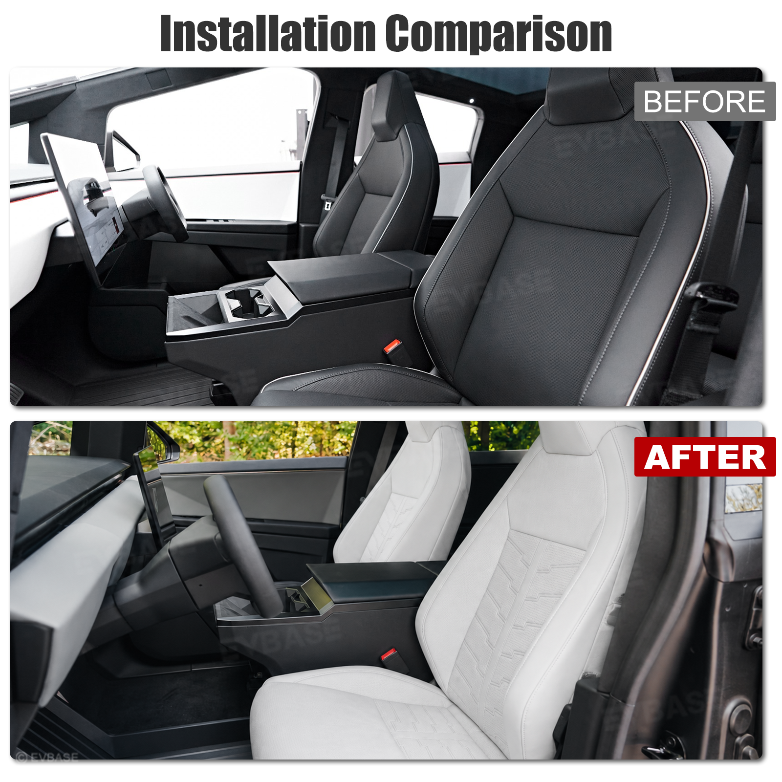 Cybertruck Seat Covers Futuristic Armor-Style Seat Protector Premium NAPPA Leather Interior Upgrade