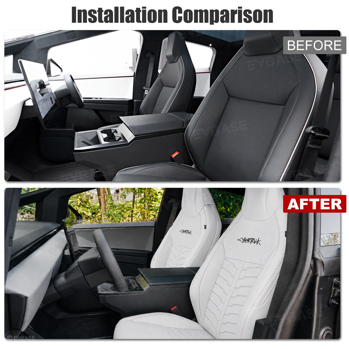 Cybertruck Seat Covers Futuristic Armor-Style Seat Protector Premium NAPPA Leather Interior Upgrade