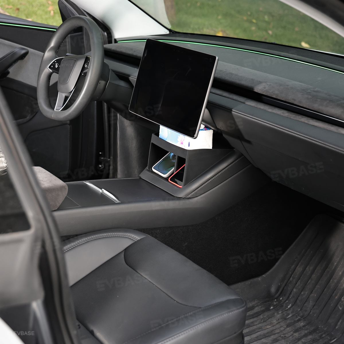 Model Y Juniper/ 3 Highland/ Y L Under-Screen Storage Organizer with Center Console Wireless Charging Pad Liner